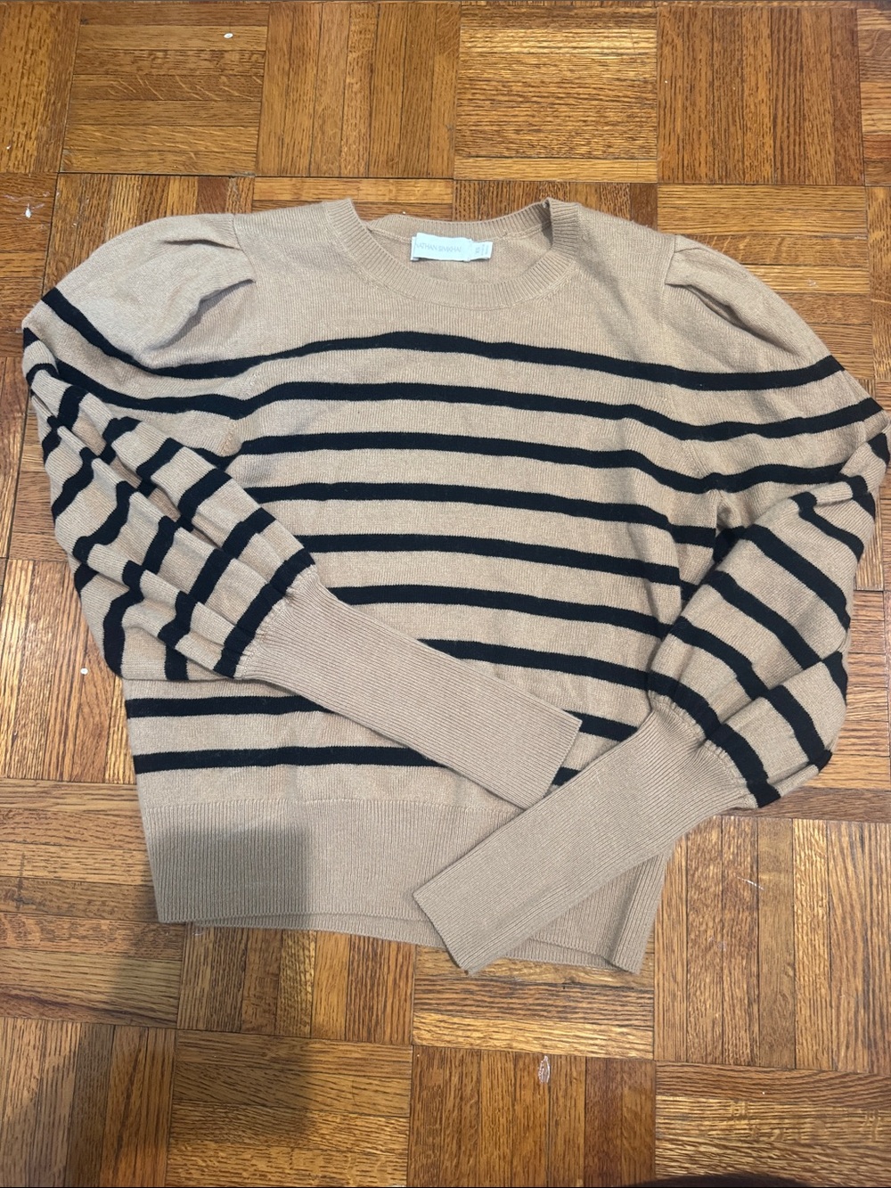 Jonathan Simkhai Striped Puff-Sleeve Sweater wool /cashmere blend